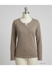 MAYFLOWER NINON3 : Tee-shirt manches longues taupe coton flammé