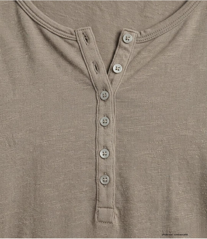 MAYFLOWER NINON3 : Tee-shirt manches longues taupe coton flammé