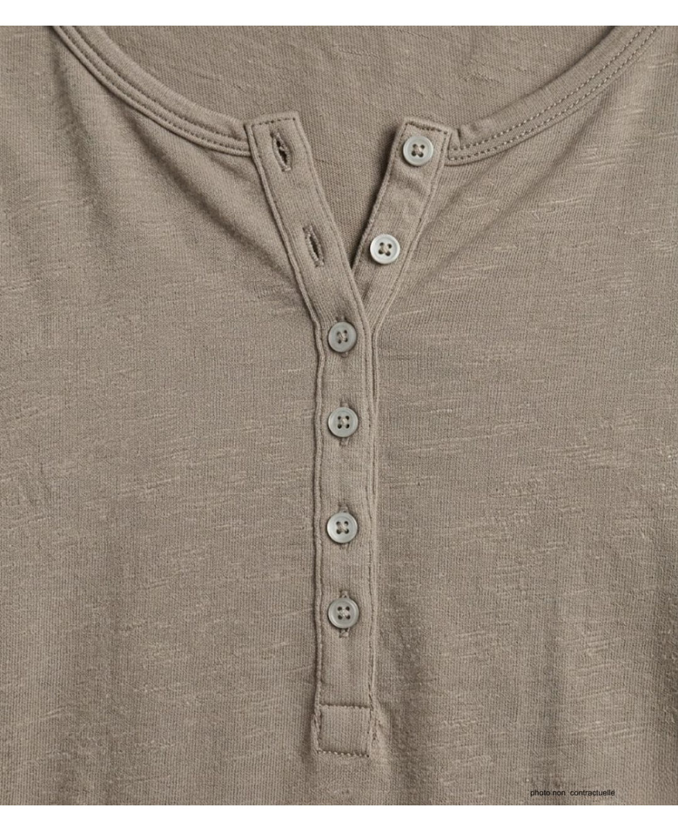 MAYFLOWER NINON3 : Tee-shirt manches longues taupe coton flammé