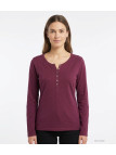 MAYFLOWER NINON4 : Tee-shirt manches longues prune coton flammé