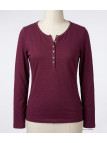 MAYFLOWER NINON4 : Tee-shirt manches longues prune coton flammé
