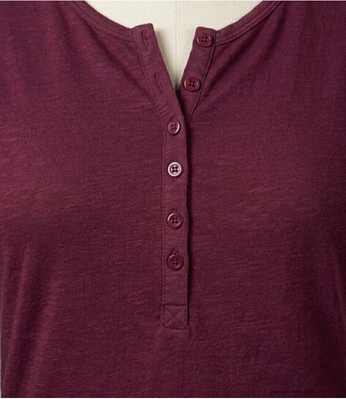 MAYFLOWER NINON4 : Tee-shirt manches longues prune coton flammé