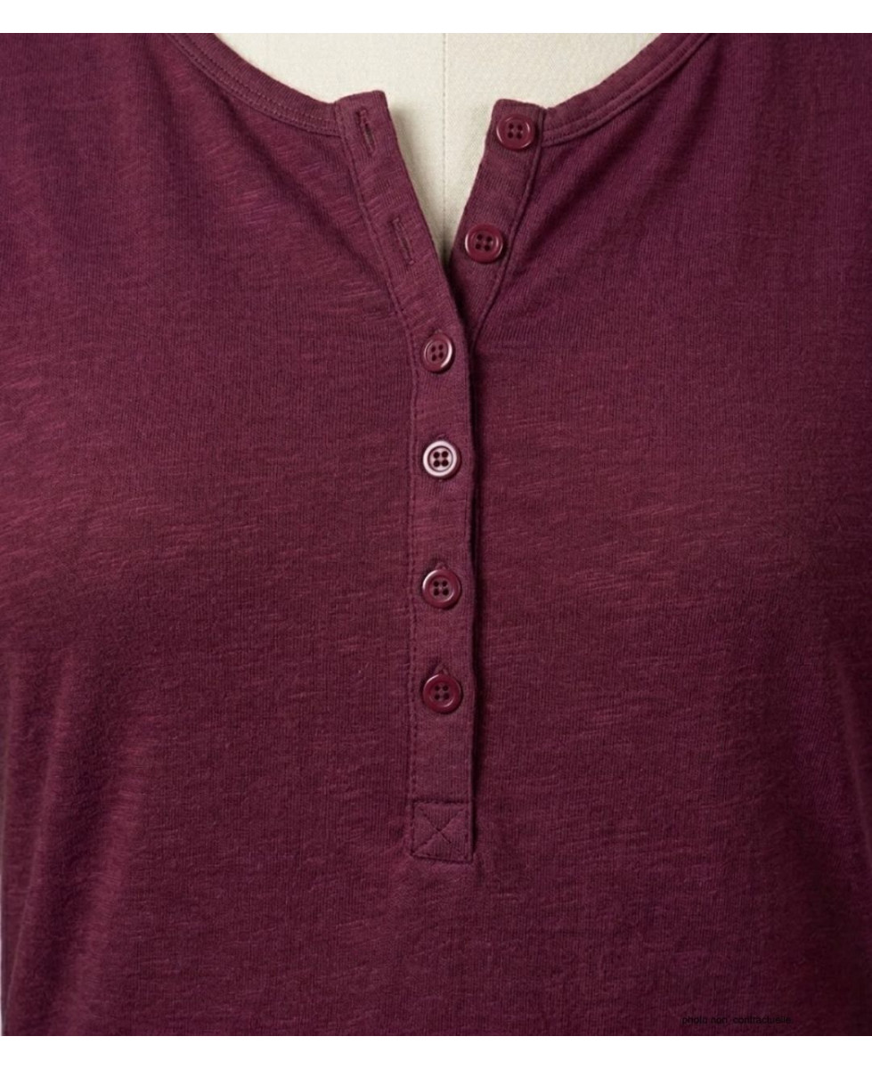 MAYFLOWER NINON4 : Tee-shirt manches longues prune coton flammé