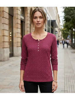 MAYFLOWER NOBEL2 : Tee-shirt manches longues fuchsia imprimé