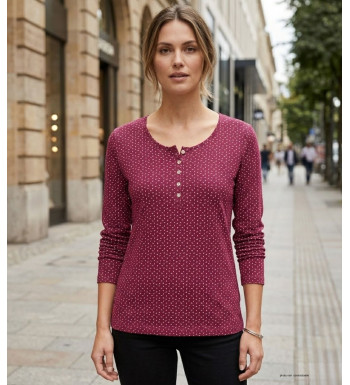 MAYFLOWER NOBEL2 : Tee-shirt manches longues fuchsia imprimé