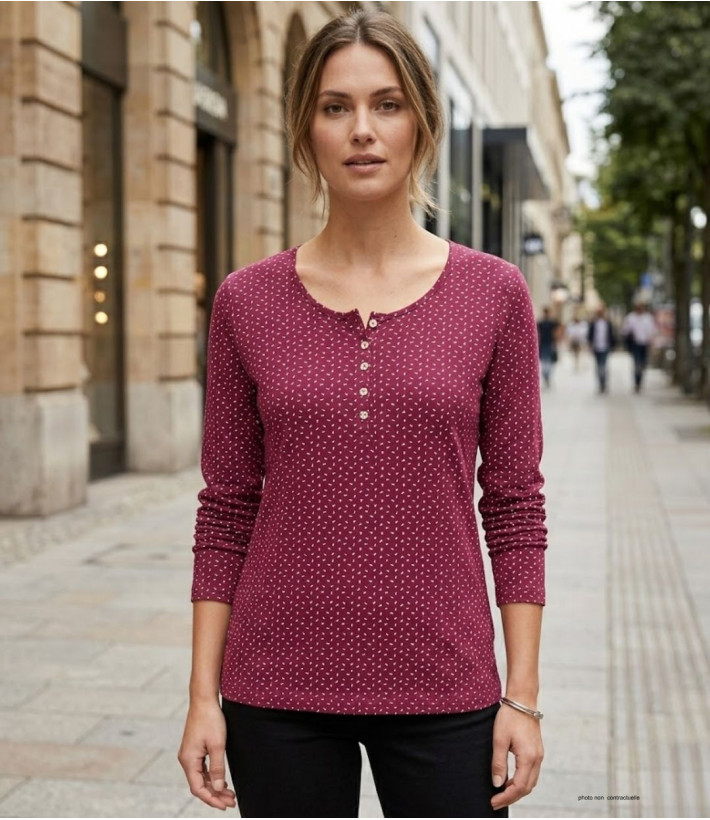 MAYFLOWER NOBEL2 : Tee-shirt manches longues fuchsia imprimé