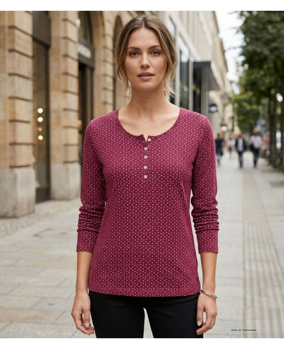 MAYFLOWER NOBEL2 : Tee-shirt manches longues fuchsia imprimé