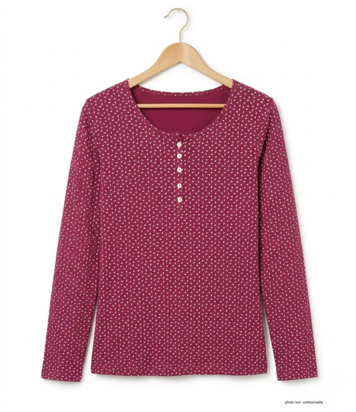 MAYFLOWER NOBEL2 : Tee-shirt manches longues fuchsia imprimé