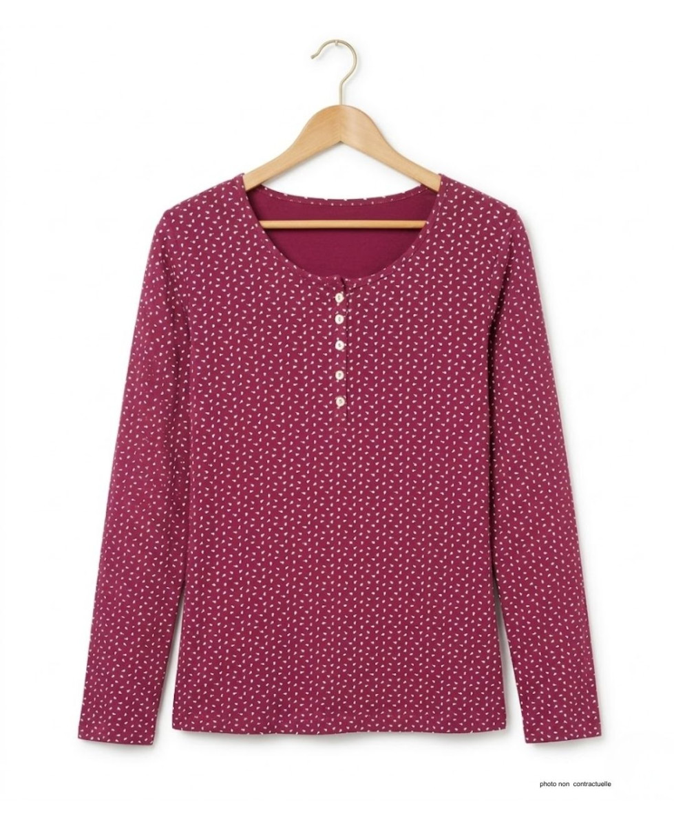 MAYFLOWER NOBEL2 : Tee-shirt manches longues fuchsia imprimé