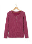 MAYFLOWER NOBEL2 : Tee-shirt manches longues fuchsia imprimé