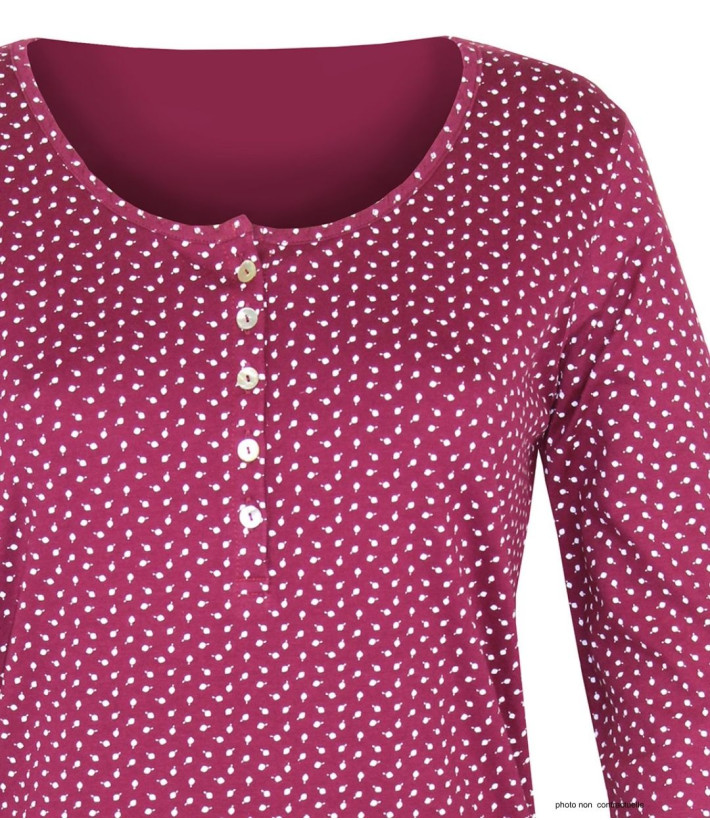 MAYFLOWER NOBEL2 : Tee-shirt manches longues fuchsia imprimé