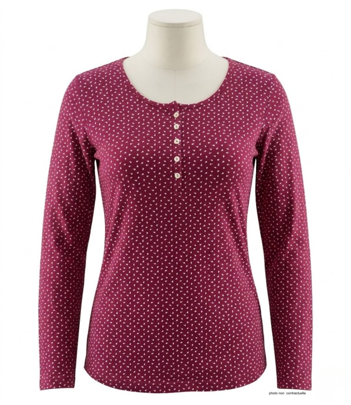 MAYFLOWER NOBEL2 : Tee-shirt manches longues fuchsia imprimé