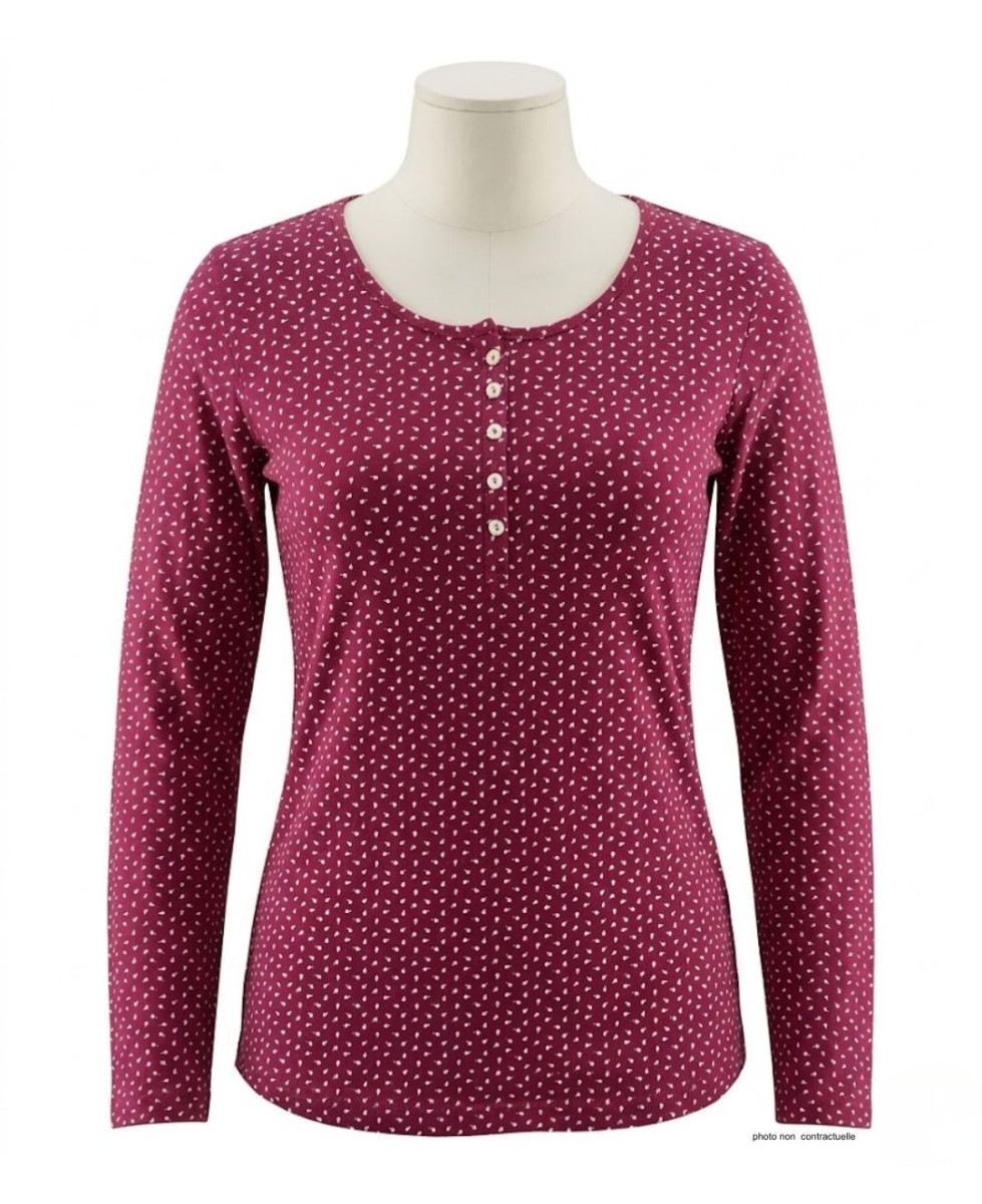 MAYFLOWER NOBEL2 : Tee-shirt manches longues fuchsia imprimé