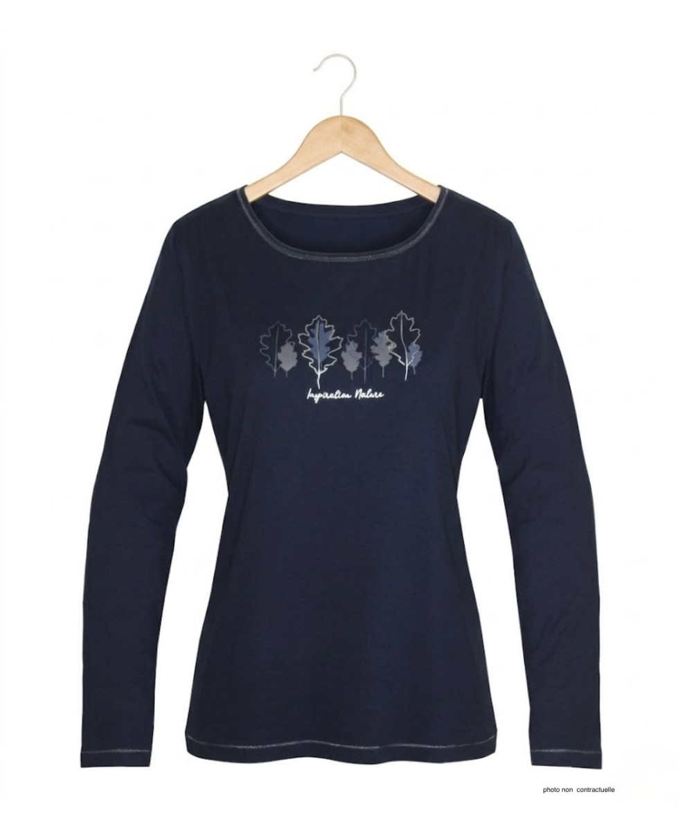 MAYFLOWER NOBODY1 : Tee-shirt manches longues marine brillant