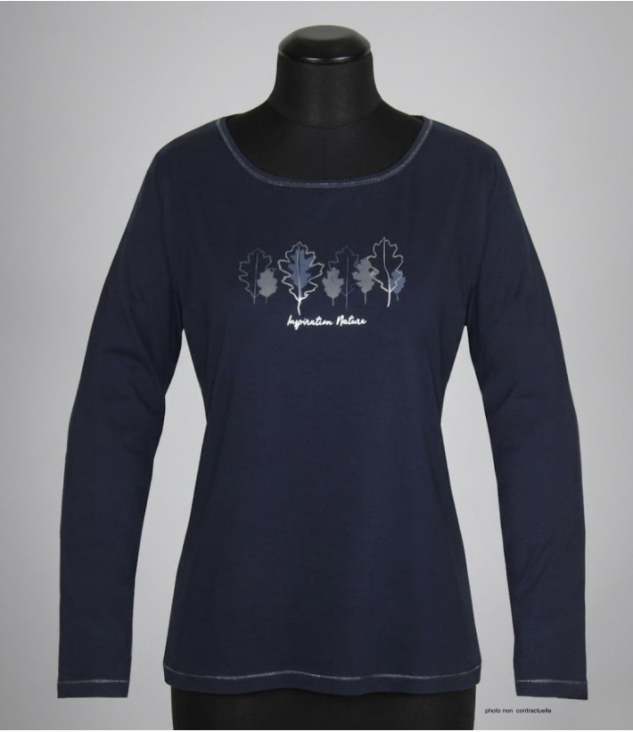 MAYFLOWER NOBODY1 : Tee-shirt manches longues marine brillant