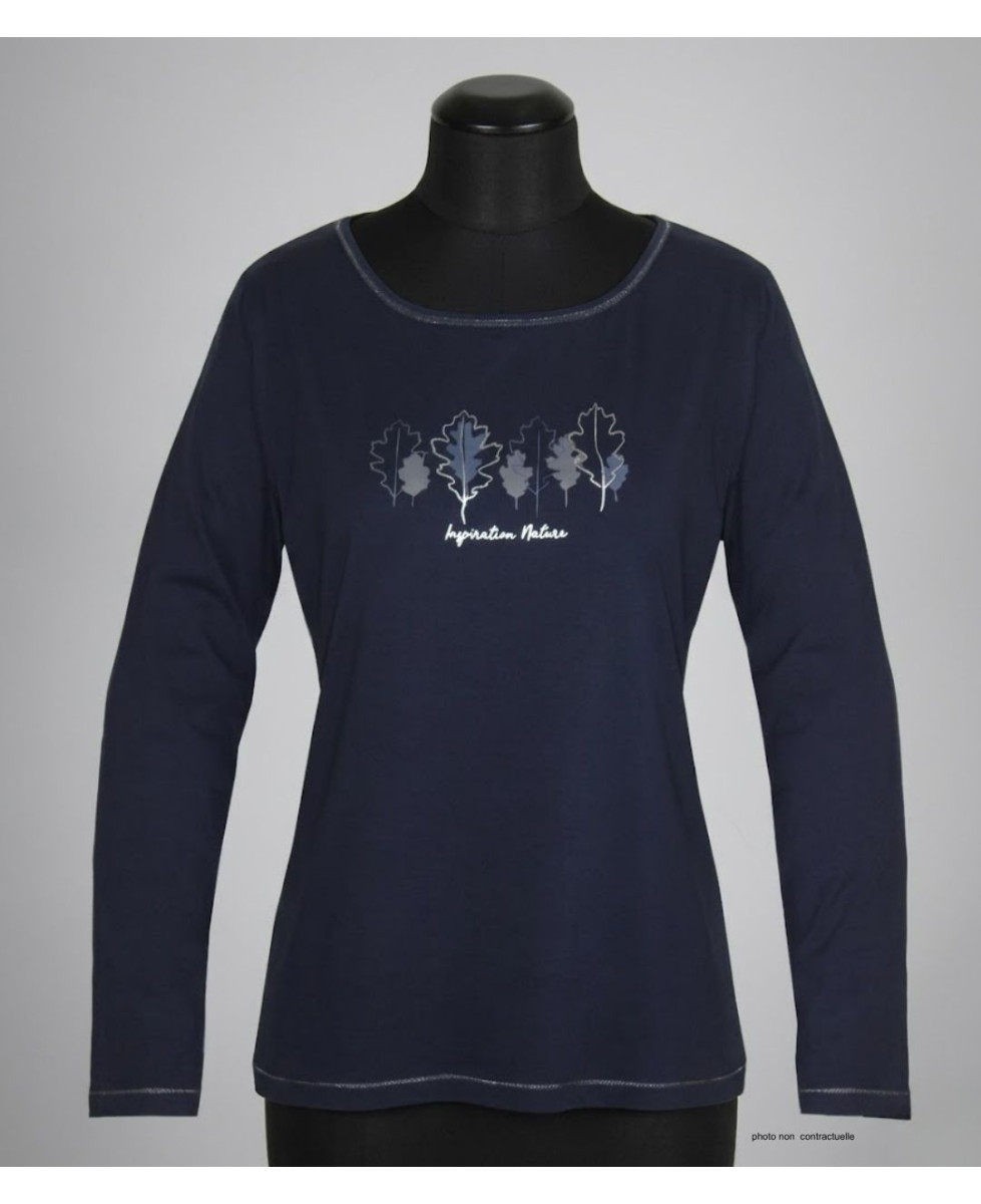 MAYFLOWER NOBODY1 : Tee-shirt manches longues marine brillant