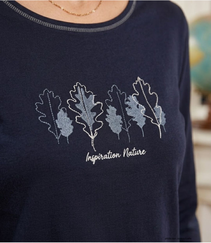 MAYFLOWER NOBODY1 : Tee-shirt manches longues marine brillant