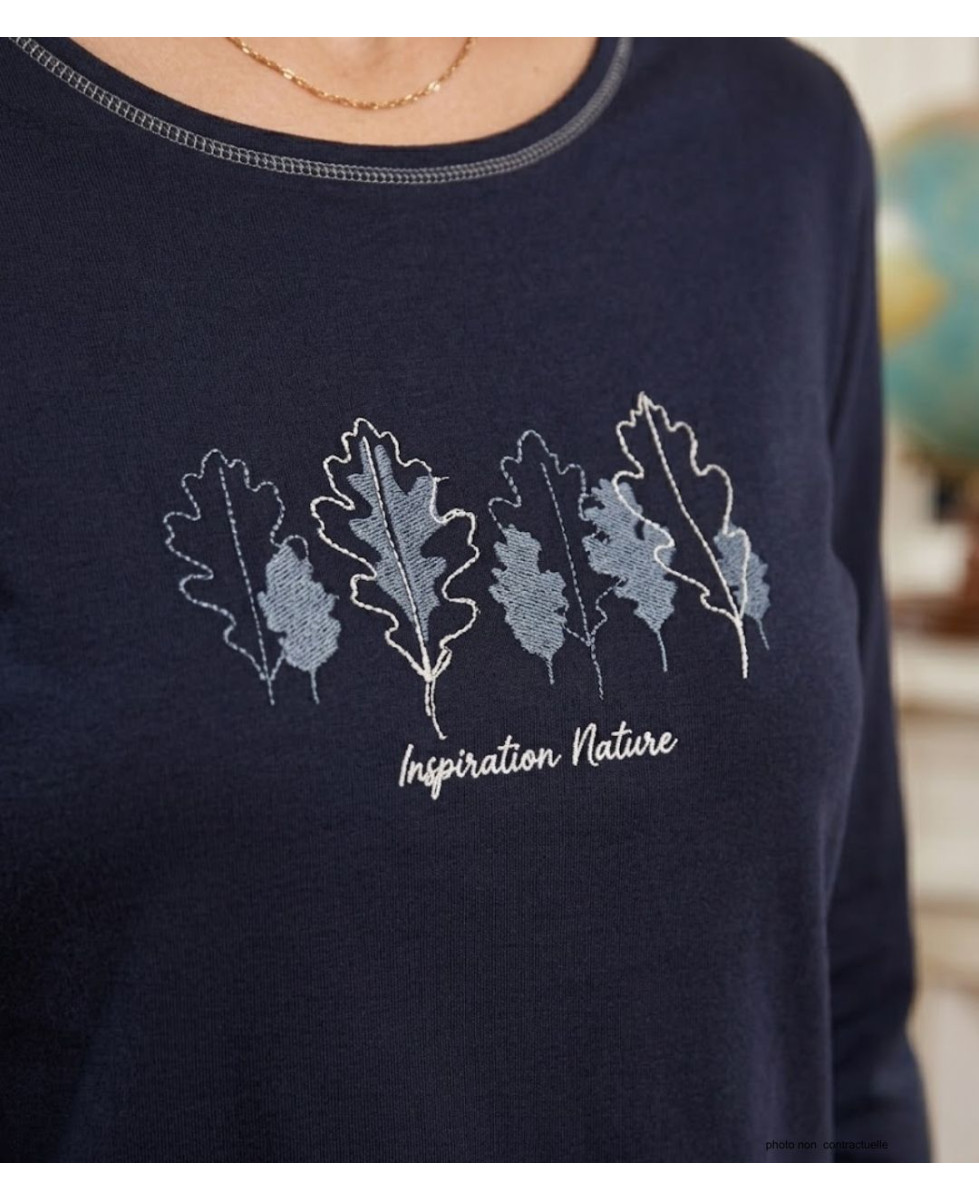 MAYFLOWER NOBODY1 : Tee-shirt manches longues marine brillant