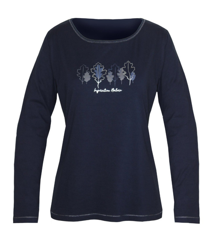MAYFLOWER NOBODY1 : Tee-shirt manches longues marine brillant