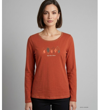 MAYFLOWER NOBODY3 : Tee-shirt manches longues orange et Lurex