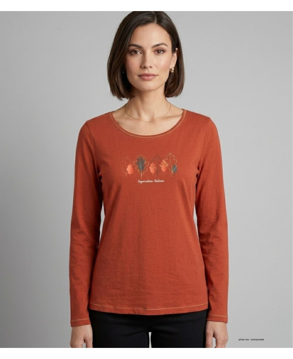 MAYFLOWER NOBODY3 : Tee-shirt manches longues orange et Lurex