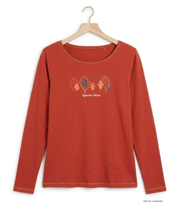 MAYFLOWER NOBODY3 : Tee-shirt manches longues orange et Lurex