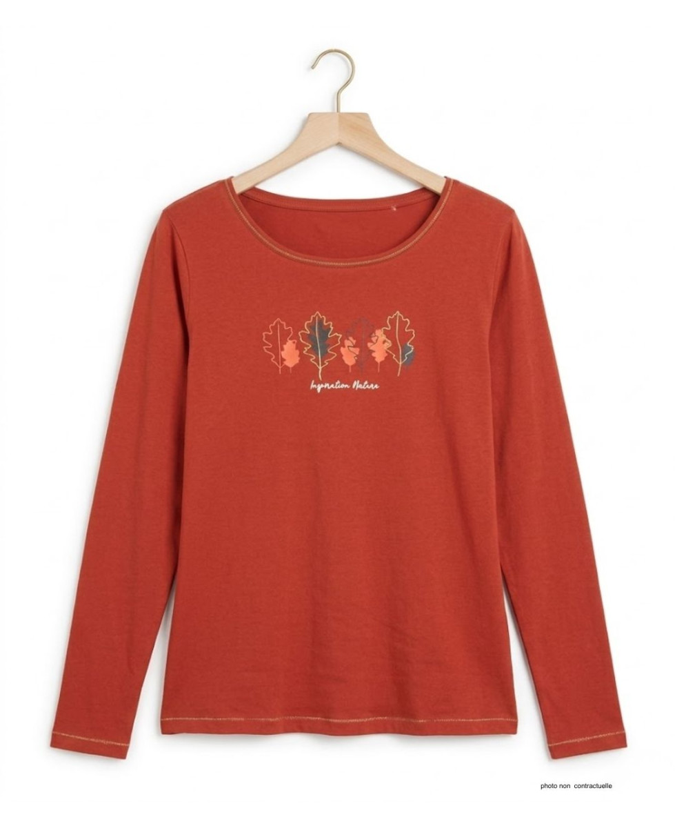 MAYFLOWER NOBODY3 : Tee-shirt manches longues orange et Lurex