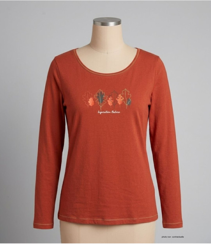 MAYFLOWER NOBODY3 : Tee-shirt manches longues orange et Lurex
