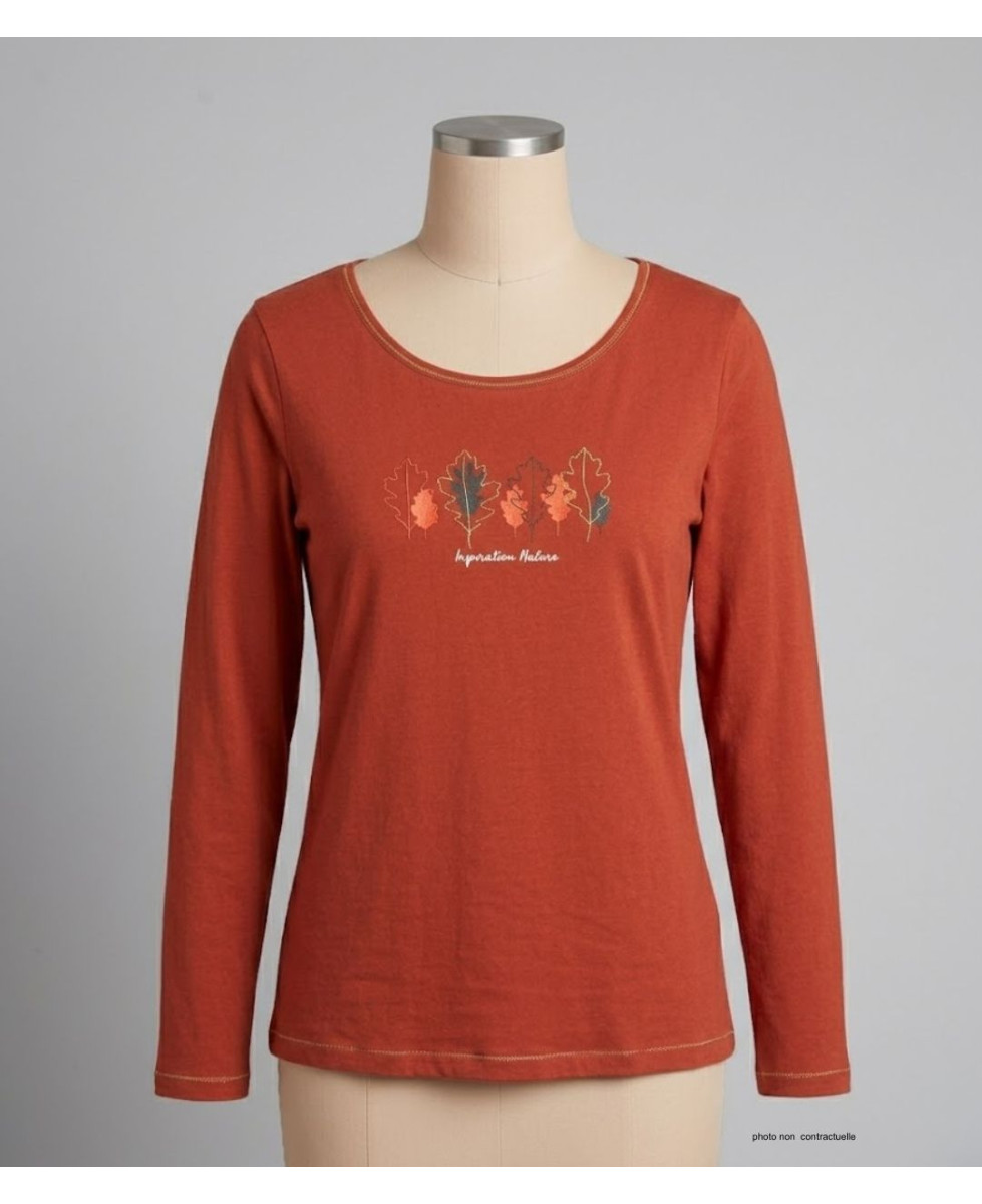 MAYFLOWER NOBODY3 : Tee-shirt manches longues orange et Lurex