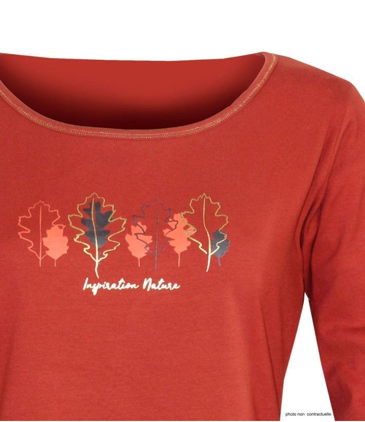 MAYFLOWER NOBODY3 : Tee-shirt manches longues orange et Lurex