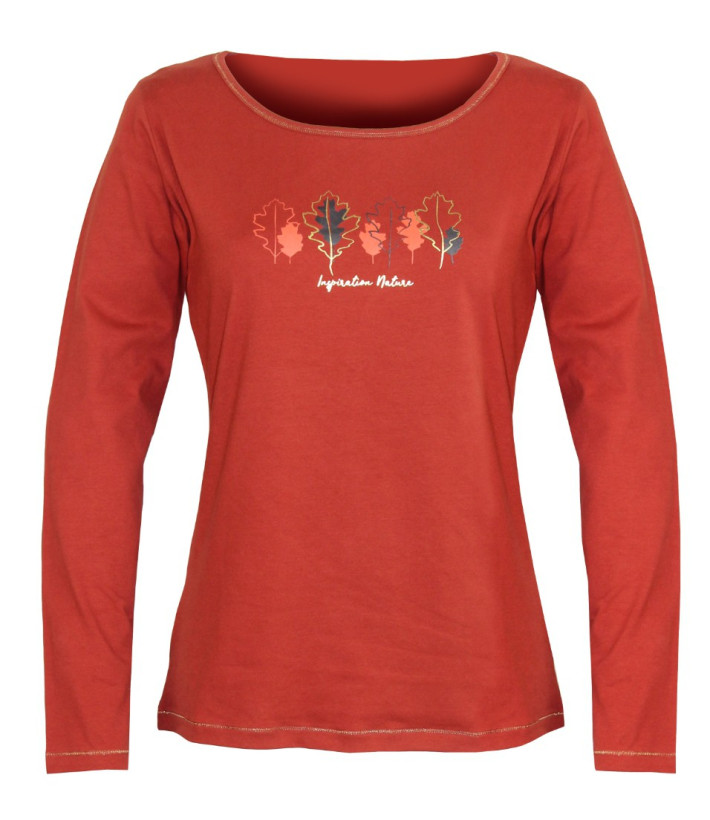 MAYFLOWER NOBODY3 : Tee-shirt manches longues orange et Lurex
