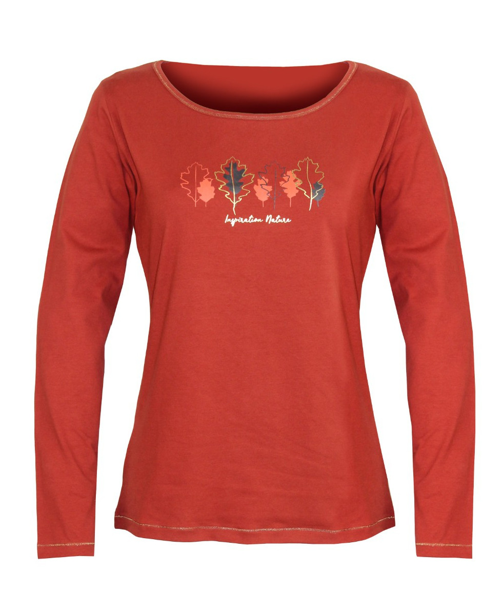 MAYFLOWER NOBODY3 : Tee-shirt manches longues orange et Lurex