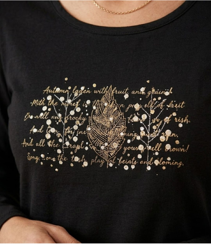 MAYFLOWER NOTICE2 : Tee-shirt manches longues noir sérigraphié