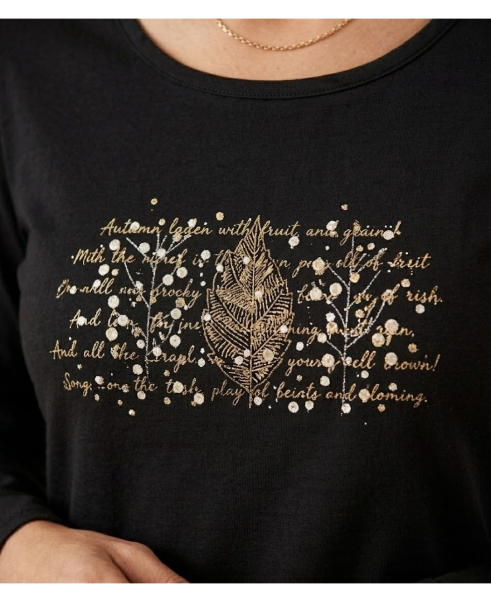 MAYFLOWER NOTICE2 : Tee-shirt manches longues noir sérigraphié