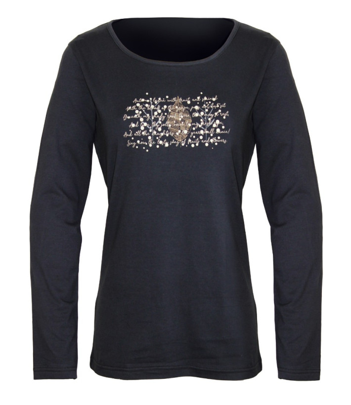 MAYFLOWER NOTICE2 : Tee-shirt manches longues noir sérigraphié