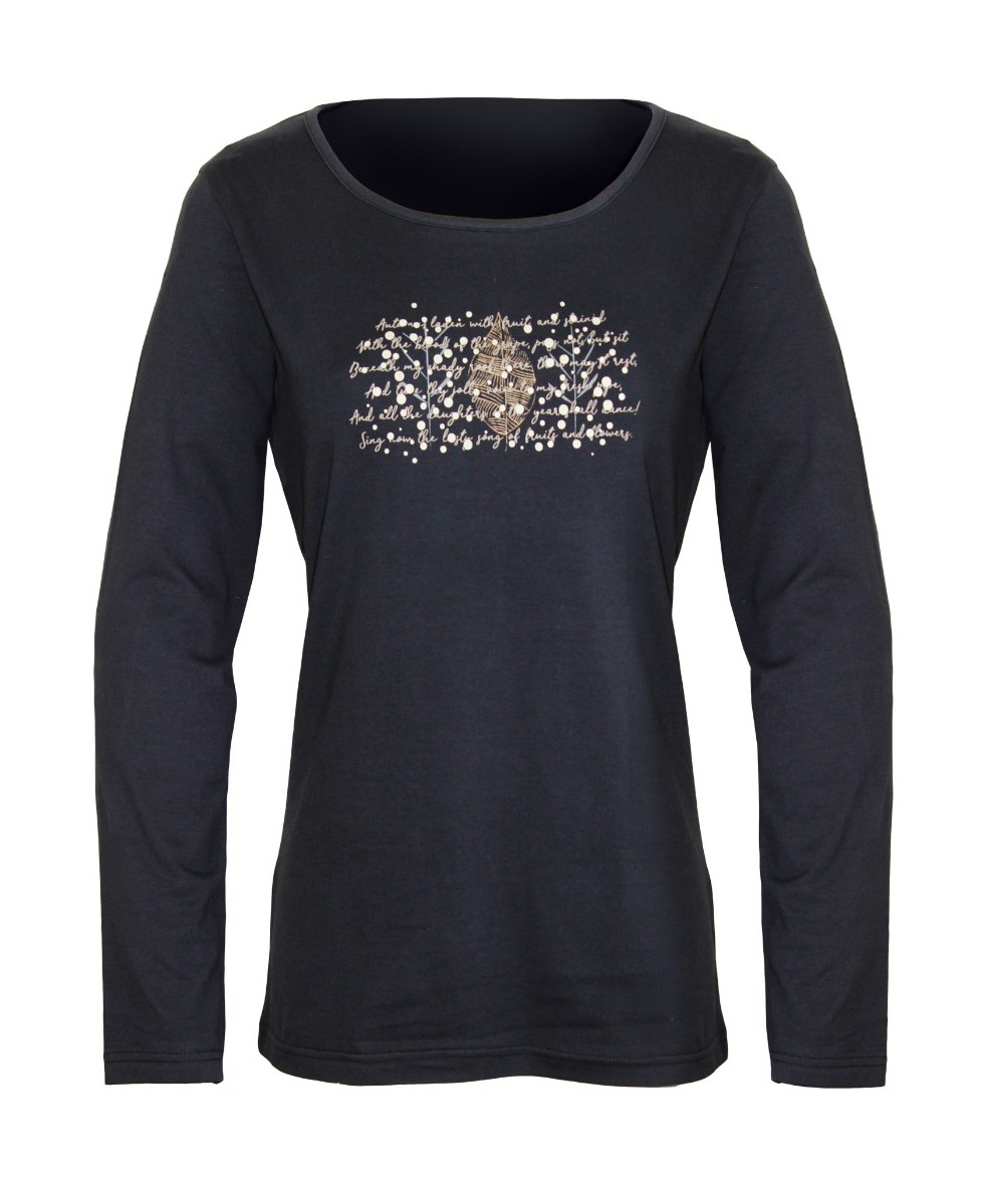 MAYFLOWER NOTICE2 : Tee-shirt manches longues noir sérigraphié