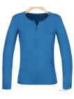 MAYFLOWER NOVICE2 : Tee-shirt bleu col tunisien et satin