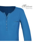 MAYFLOWER NOVICE2 : Tee-shirt bleu col tunisien et satin