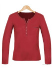 MAYFLOWER NOVICE3 : Tee-shirt rouge col tunisien satiné