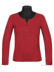 MAYFLOWER NOVICE3 : Tee-shirt rouge col tunisien satiné