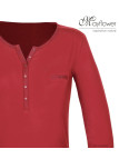MAYFLOWER NOVICE3 : Tee-shirt rouge col tunisien satiné