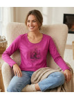 MAYFLOWER NUAGE : Tee-shirt fushia 100% coton col bateau