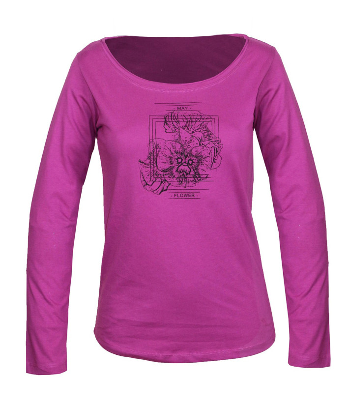 MAYFLOWER NUAGE : Tee-shirt fushia 100% coton col bateau