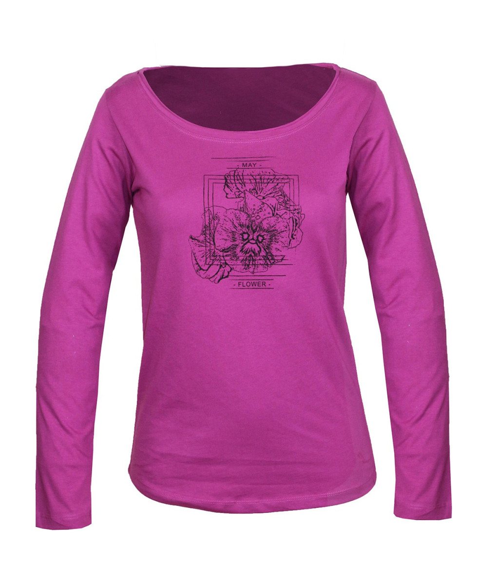 MAYFLOWER NUAGE : Tee-shirt fushia 100% coton col bateau