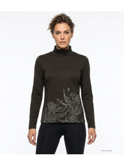 OGALO SH1005 : Sous-pull col roulé noir coton stretch