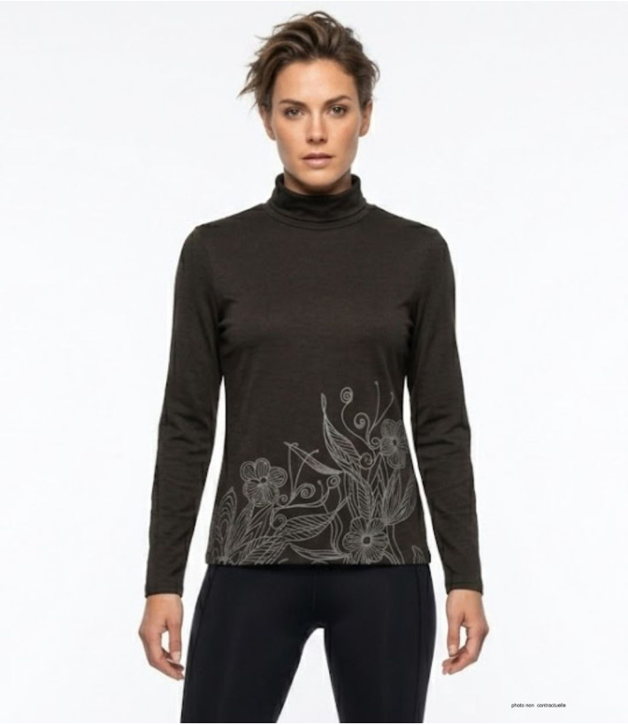 OGALO SH1005 : Sous-pull col roulé noir coton stretch