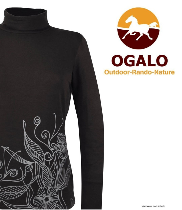 OGALO SH1005 : Sous-pull col roulé noir coton stretch