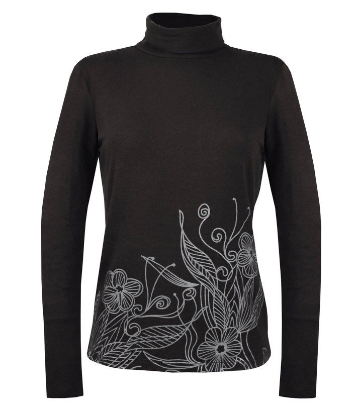 OGALO SH1005 : Sous-pull col roulé noir coton stretch