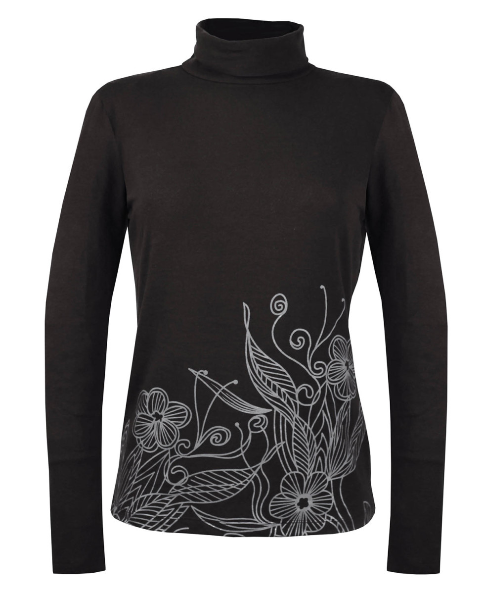 OGALO SH1005 : Sous-pull col roulé noir coton stretch