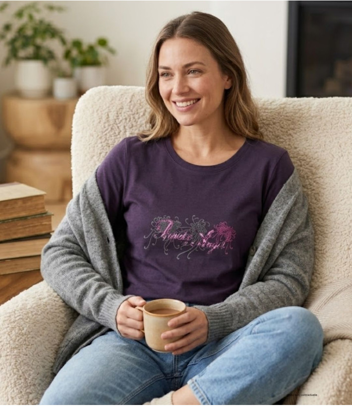 MAYFLOWER SH1060 : Tee-shirt violet manches longues col rond